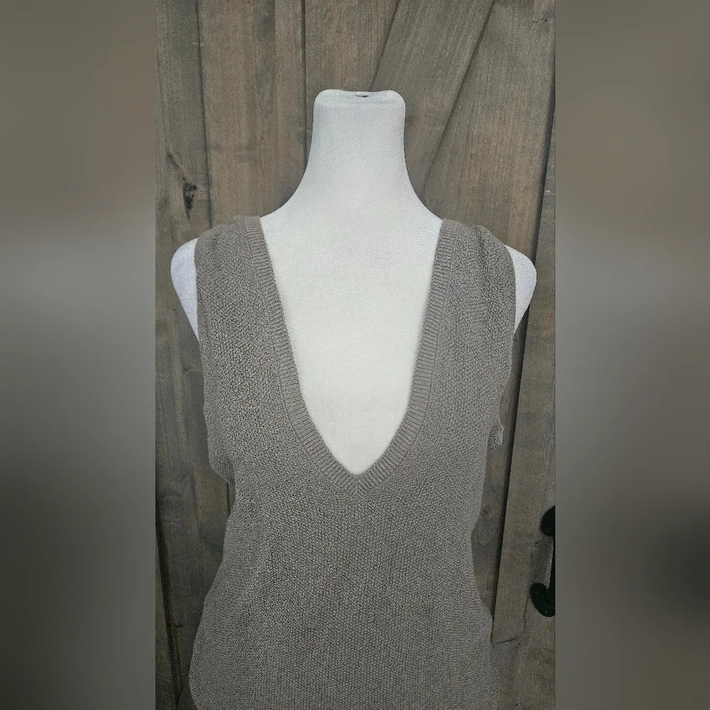 Free People Beach Keiran Tie Back Sweater Tank Top XS NWOT Phantom Gray